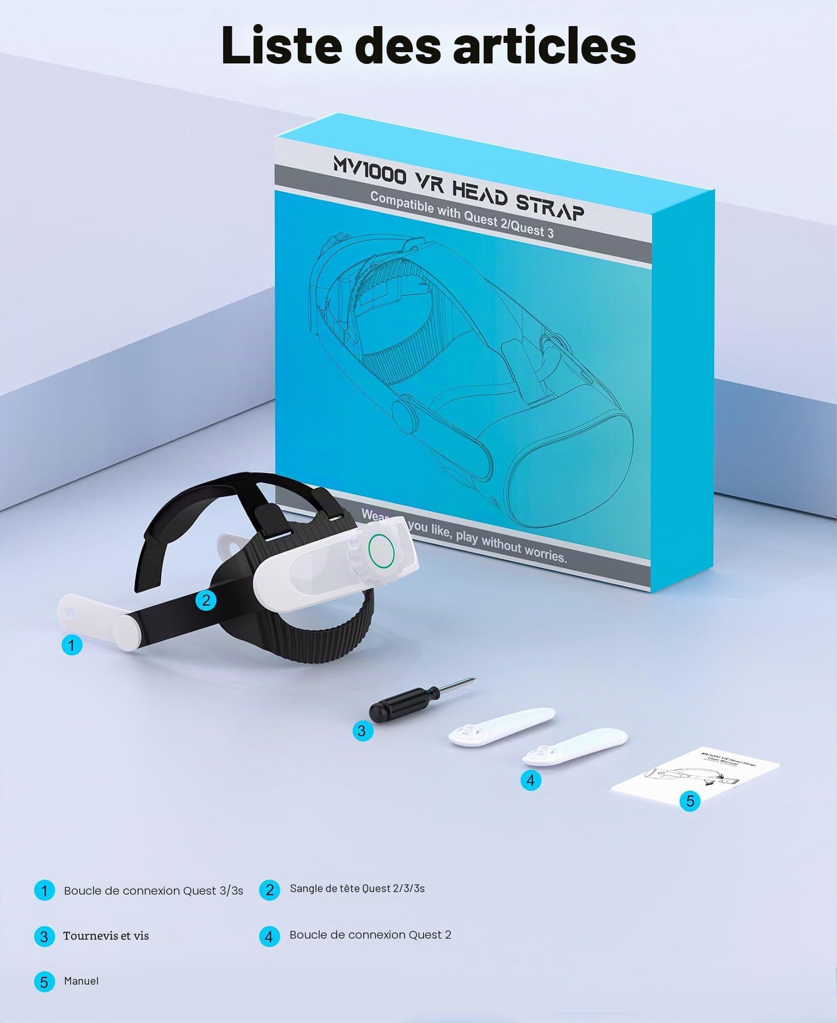 HELLCOOL Sangle de Tête Confortable pour Meta Quest 3S/3/2 – Serre-tête VR Ergonomique, Pliable à 45° avec Molette de Réglage – Accessoire Léger, sans Points de Pression pour Longues Sessions