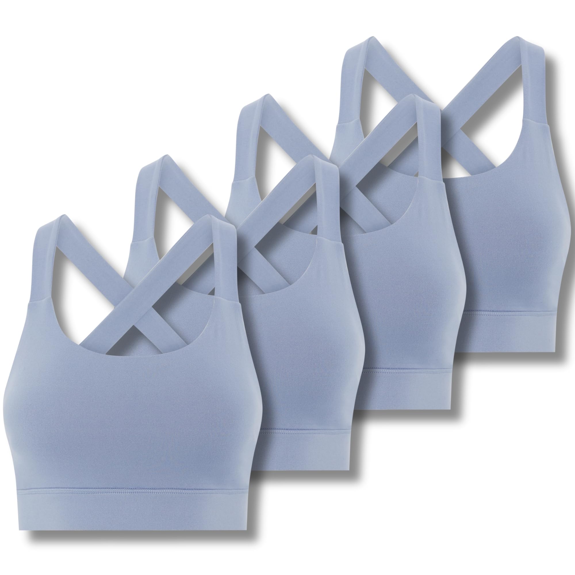 FM London 4PK Strappy Sports Bra (UK, Alpha, XS, S, Regular, Regular, Blue)
