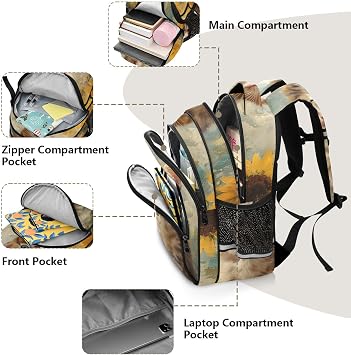 Oil Cat Lightweight Backpack Durable Polyester with Reflective Design, Multiple Pockets, Breathable Padding