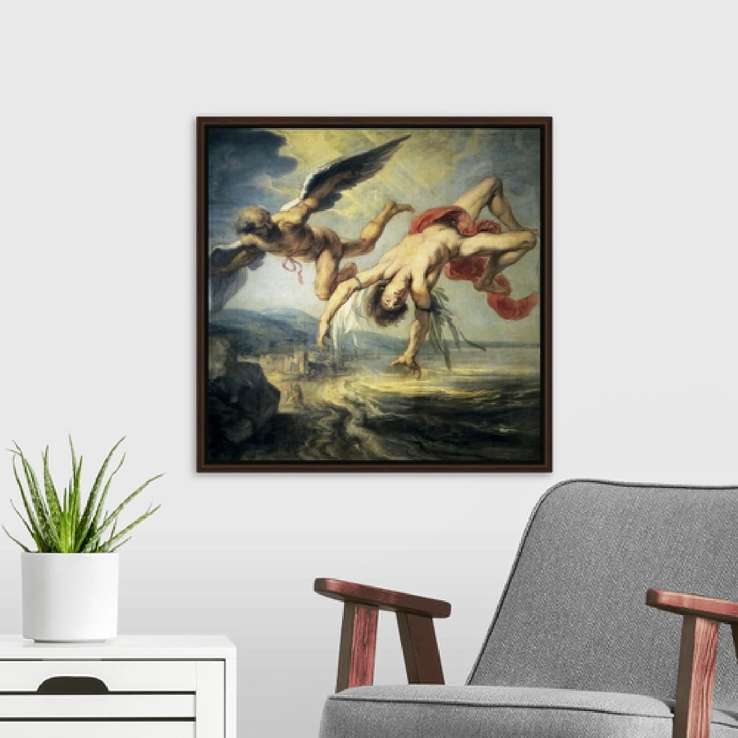 SYSMYXGS Paint by Numbers for Adults Beginner Easy Drawing DIY Oil Canvas Painting Kits with Brushes, Acrylic Pigment Arts CraftHome Decor Gifts — The Fall of Icarus by Jacob Peter Gowy