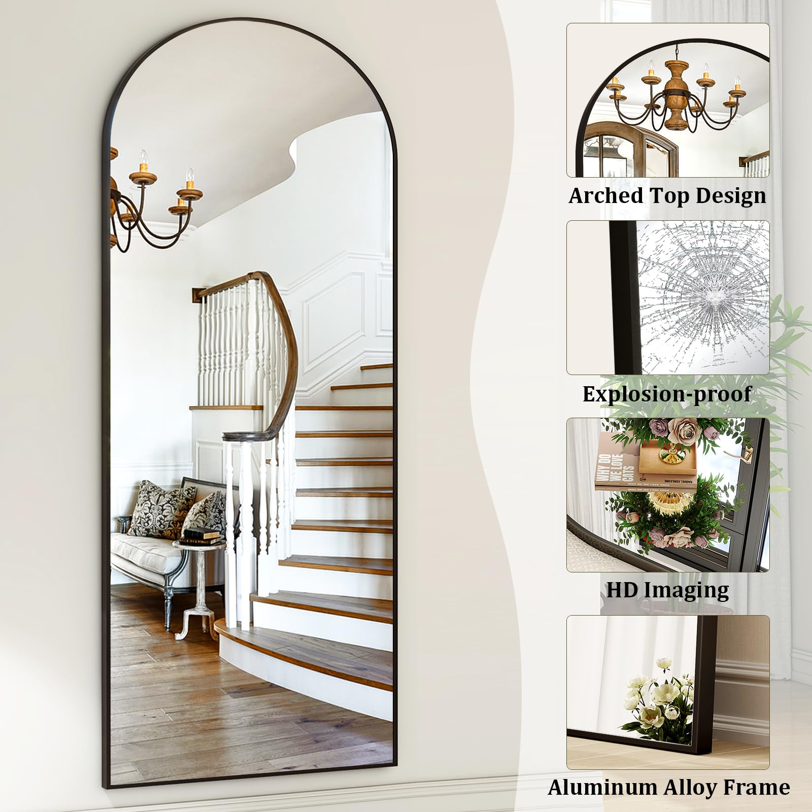 Grand Miroir De Sol Sur Pied, Suspendu Et De Grande Taille, Cadre En Aluminium Doré, Adapté Au Salon Et à La Chambre à Coucher. | Leroy Merlin