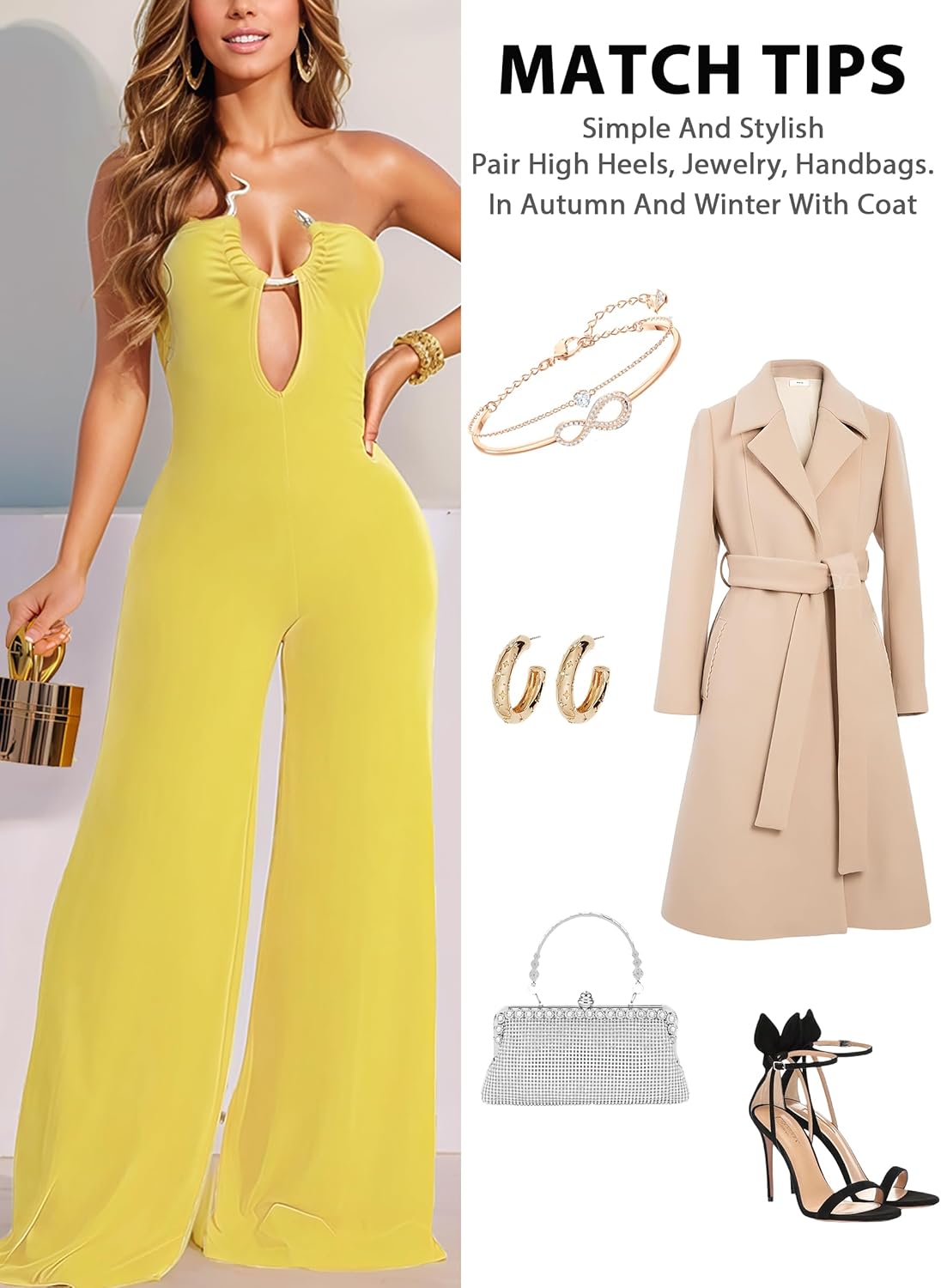 Strapless Elegant Jumpsuit Brunch Outfit for Women 2025 Casual Dressy - Image 5