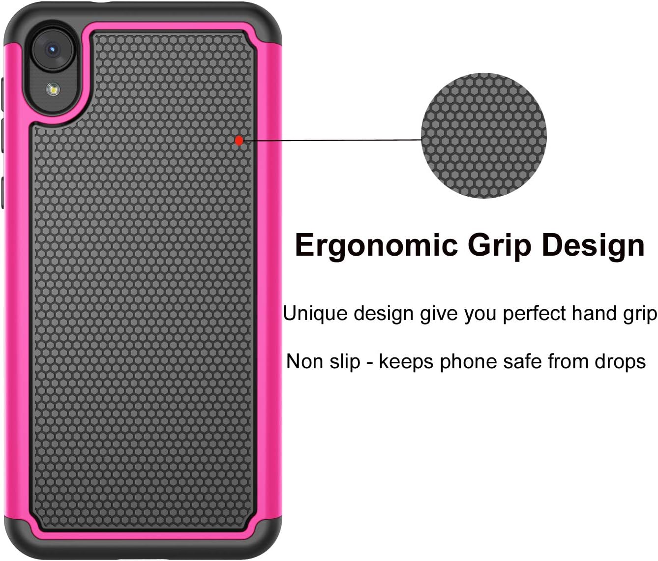 Moto E6 Case, Takfox for Motorola Moto E6 Phone Case Protective Heavy Duty Hard PC Back & Soft Silicone Dual Layer [Ysaturn] Shockproof Reinforced Armor Bumper Phone Case for Motorola Moto E6-Rose
