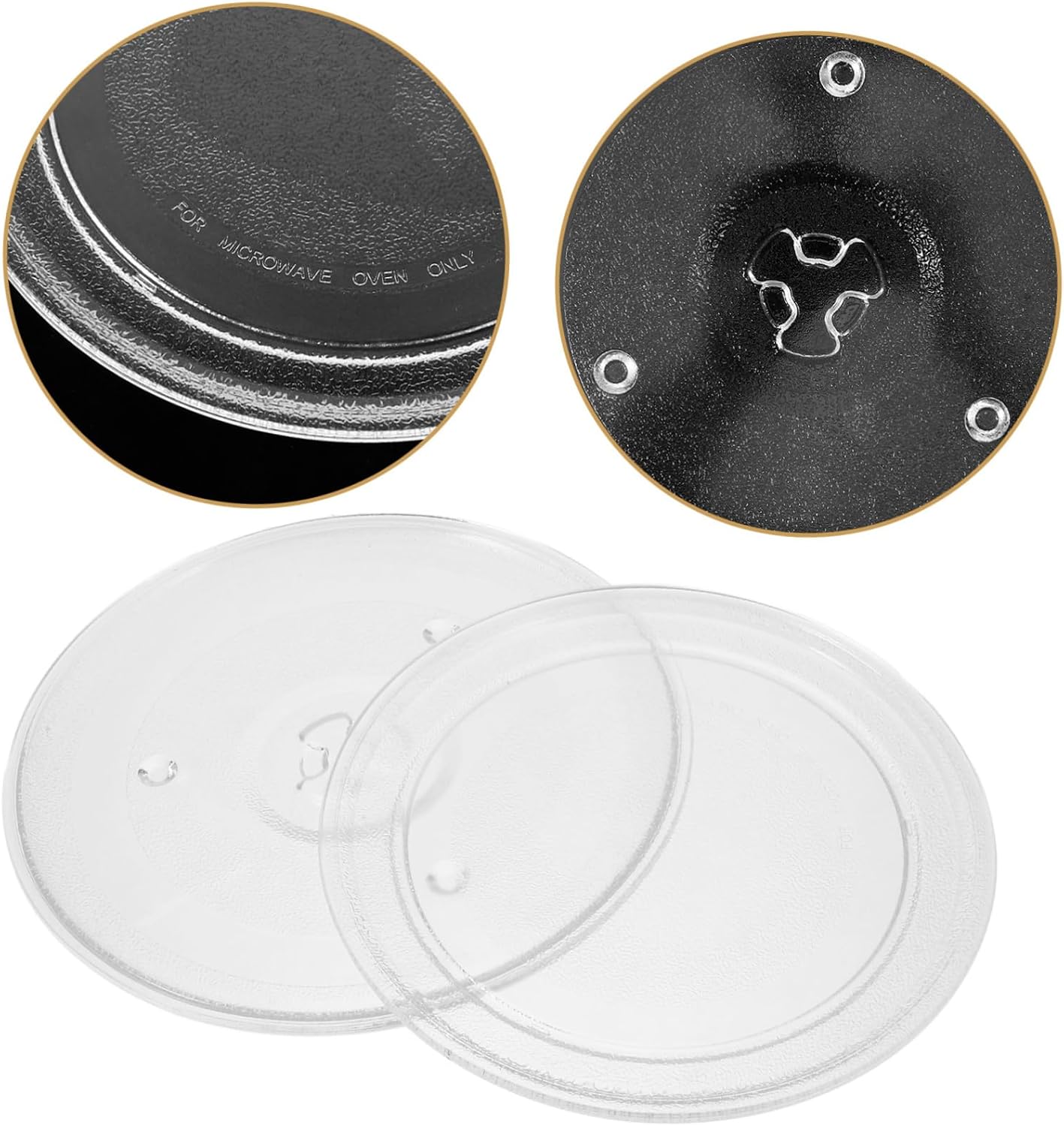 Uonlytech 2pcs Microwave Plate Replacement Durable Glass Turntable Plates for Even Cooking Compatible Various Microwave Brands High-temperature Resistant Kitchen Essential