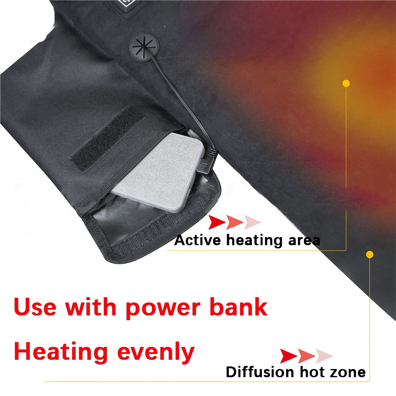 Almohadilla térmica USB para Exteriores de Invierno, para Acampar, Pescar y Acampar con Almohadilla térmica en el Respaldo, cómodo y cálido cojín para Silla de Playa