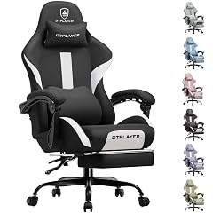 GTPLAYER Gaming Chair with Foot Rest Pocket Spring Cushion Breathable Fabric for Home Office Desk Ergonomic High Back