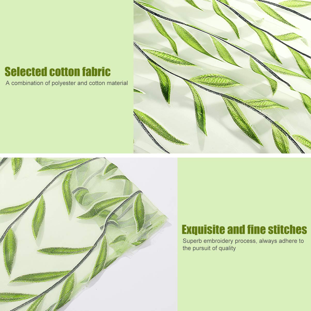 VANZACK Green Voile Curtains Polyester Wicker Pattern Window Sheer Panels 100X79 Inch Lightweight Light Filtering for Living Room Bedroom Dining Room - Image 4