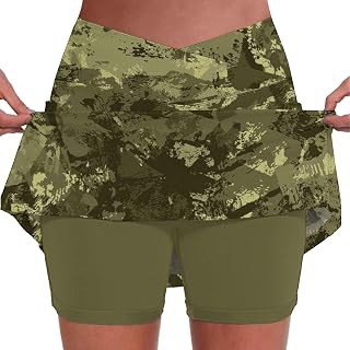 Pantalones cortos de color verde militar para mujer, talla grande, cintura alta, elásticos, atléticos, cortos, de secado rápido, para tenis, gimnasio, yoga, golf, peso ligero, pantalones ajustados