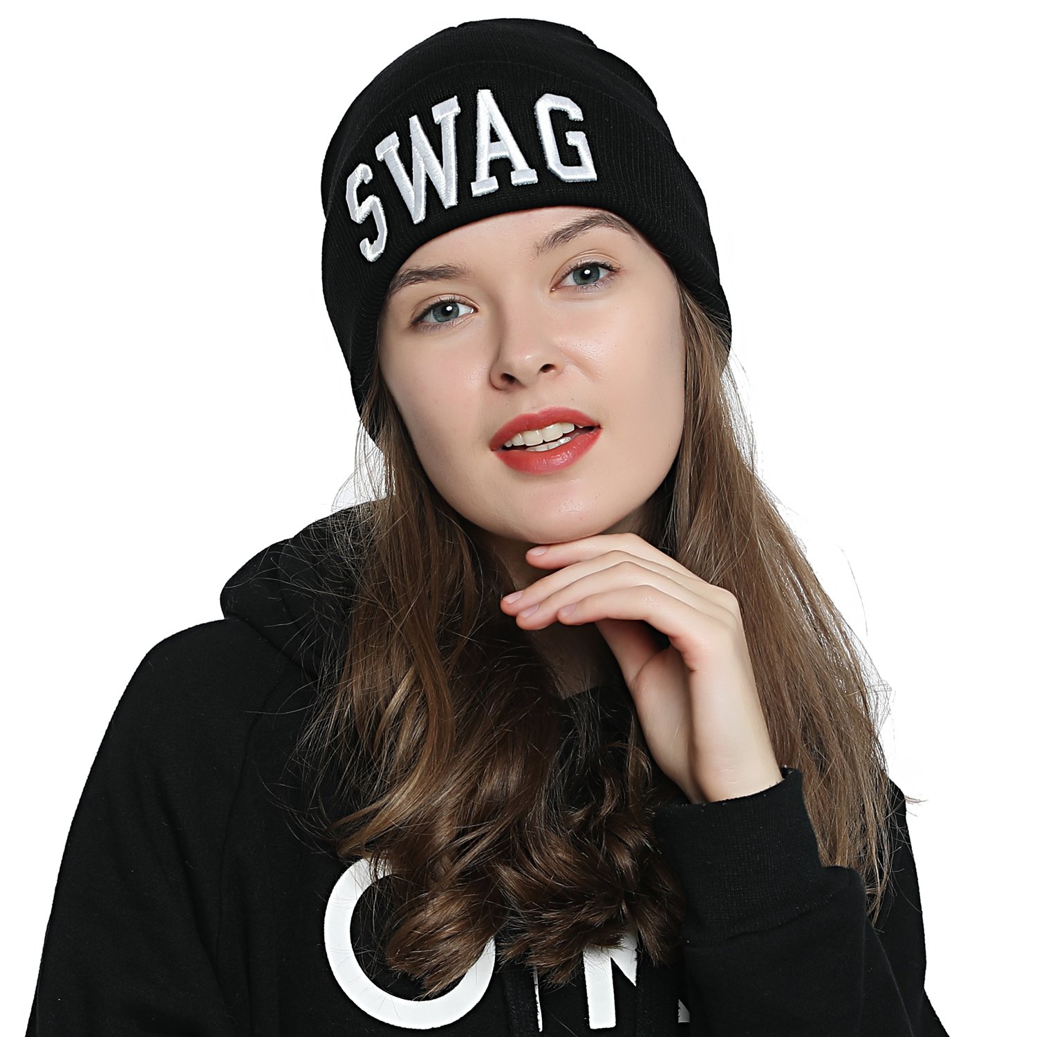 DonDon Mütze Damen Beanie Statement Wintermütze
