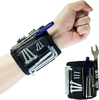 Magnetic Wristband for Holding Screws, 10 Strong Magnets Tool Wrist Strap with Adjustable Velcro for DIY, Home Improvement, Electrical and Woodworking Work – Black
