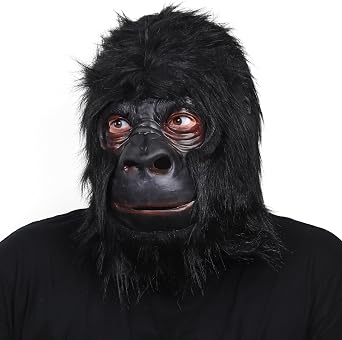 Gorilla Mask Adult Black Monkey Head Mask Funny Animal Latex Mask Ape Costume for Halloween Carnival Party Prop