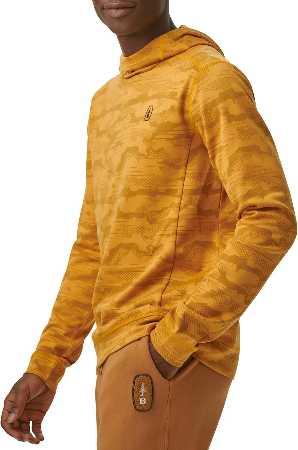 BASS Outdoor Mens Cowl Neck Hooded Long Sleeve Tee