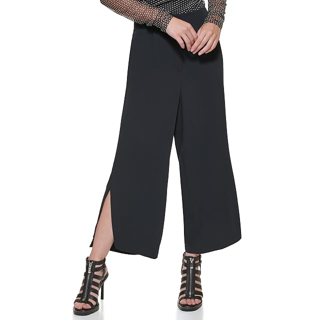 DKNY Womens Cropped Side Slit Button Pant