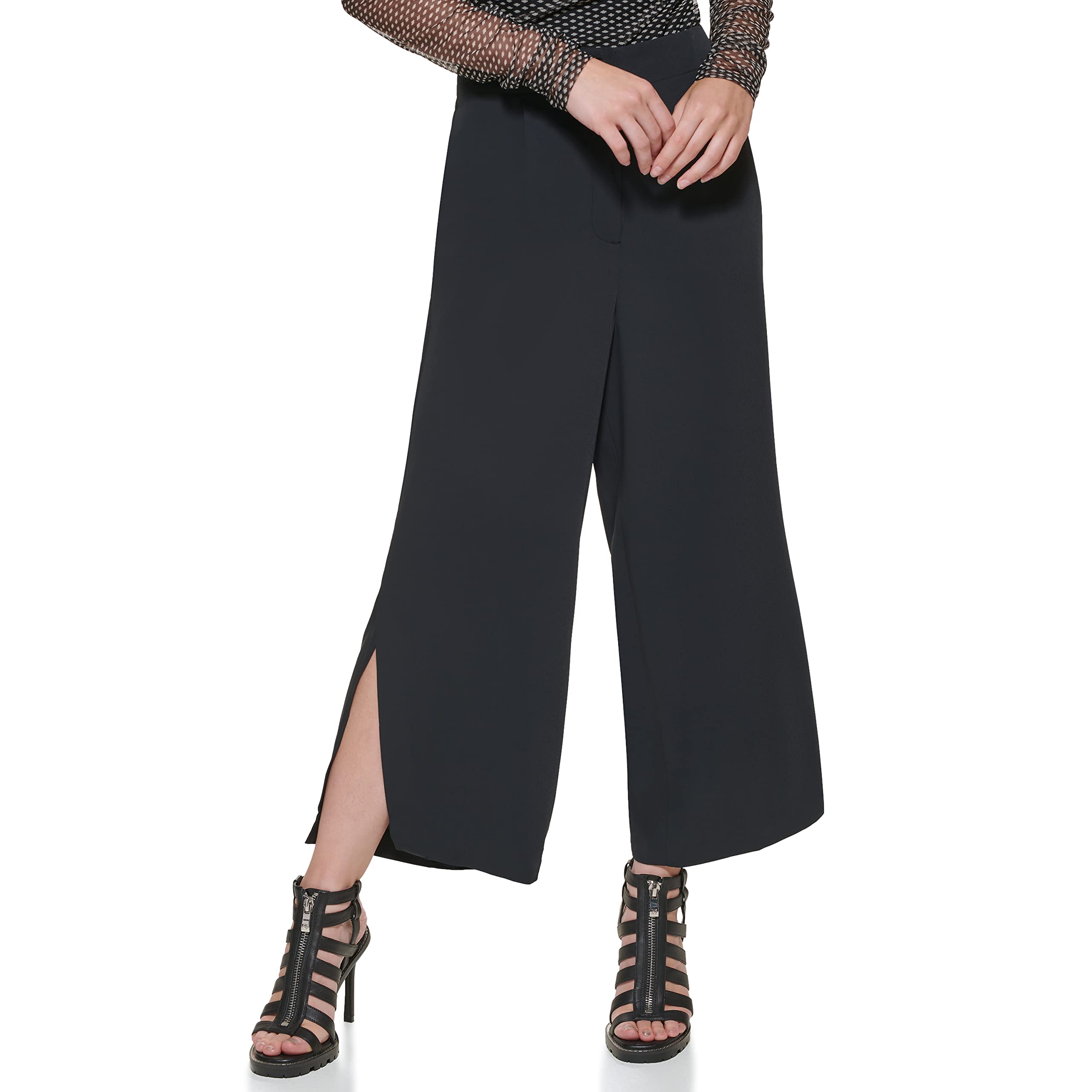 DKNY Womens Cropped Side Slit Button Pant