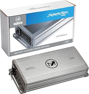 Magnadyne AquaVibe Pro AVP900.4: 900W RMS 4-Ch IP67 Class D Marine Amp for Boats, Motorcycles, RVs, Off-Road