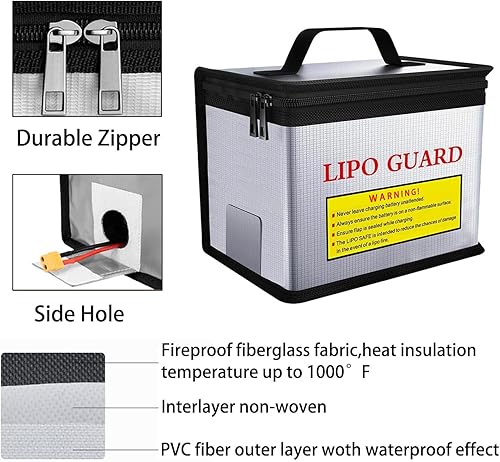 Miniatura 4 de Bolsa de seguridad para batería Lipo, bolsa a prueba de explosiones para baterías de vehículos RC, otras baterías, almacenamiento y carga segura