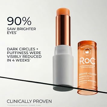 RoC Multi Correxion Revive + Glow Eye Balm, 4 g | Cooling Stick for Dark Circles & Puffy Eyes, with Peptides & Antioxidants, Suitable for Sensitive Skin, with Vitamin C