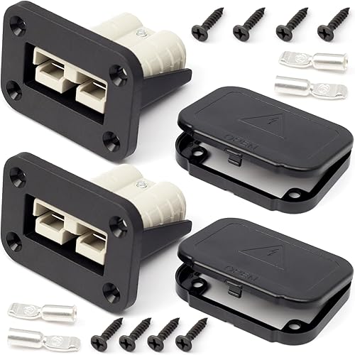 Miniatura 9 de Panel de montaje de enchufe de 120 A con cubierta antipolvo compatible con conectores Anderson SB120 placa empotrada de montaje empotrado, 2 bases 2