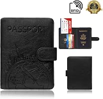 RFID Blocking Passport Holder Travel Wallet - Leather Case With Card Slots & Cash Pocket