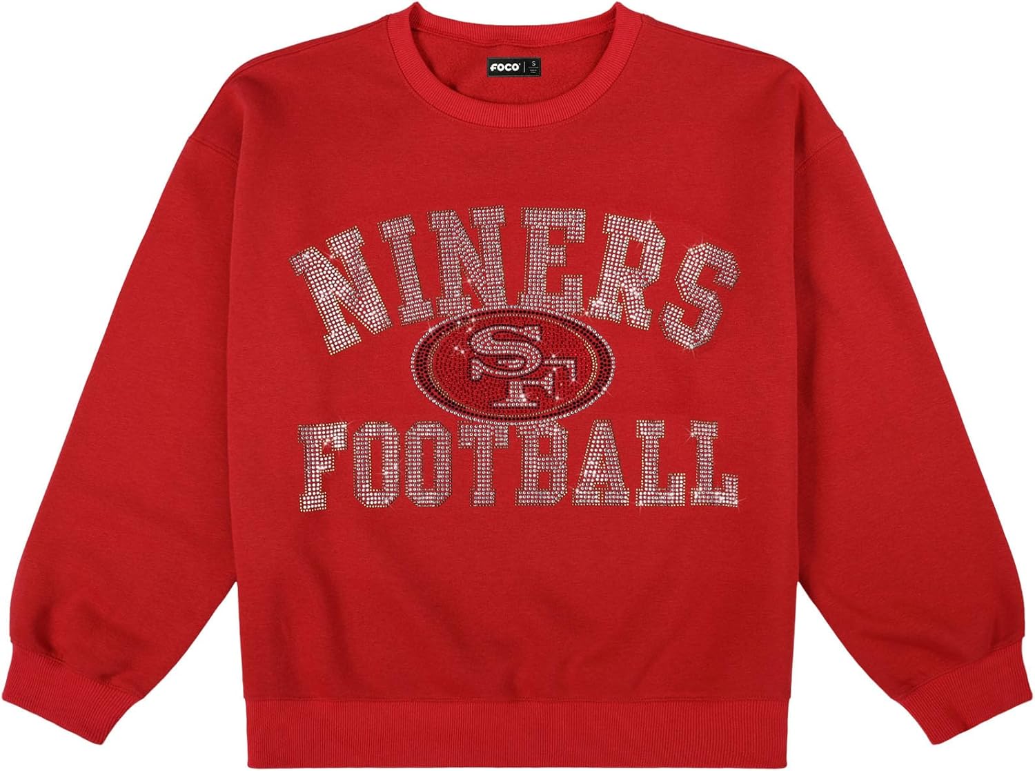 FOCO NFL womens Nfl Rhinestone Team Logo Oversized Crew Neck Sweatshirt - Image 4
