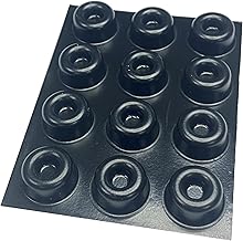 12 x Black 22.3mm x 10.1mm Self Adhesive Recessed Bumper, Rubber Feet for Furniture, Glass, Tables, Crafts - from The StickyStuff Company
