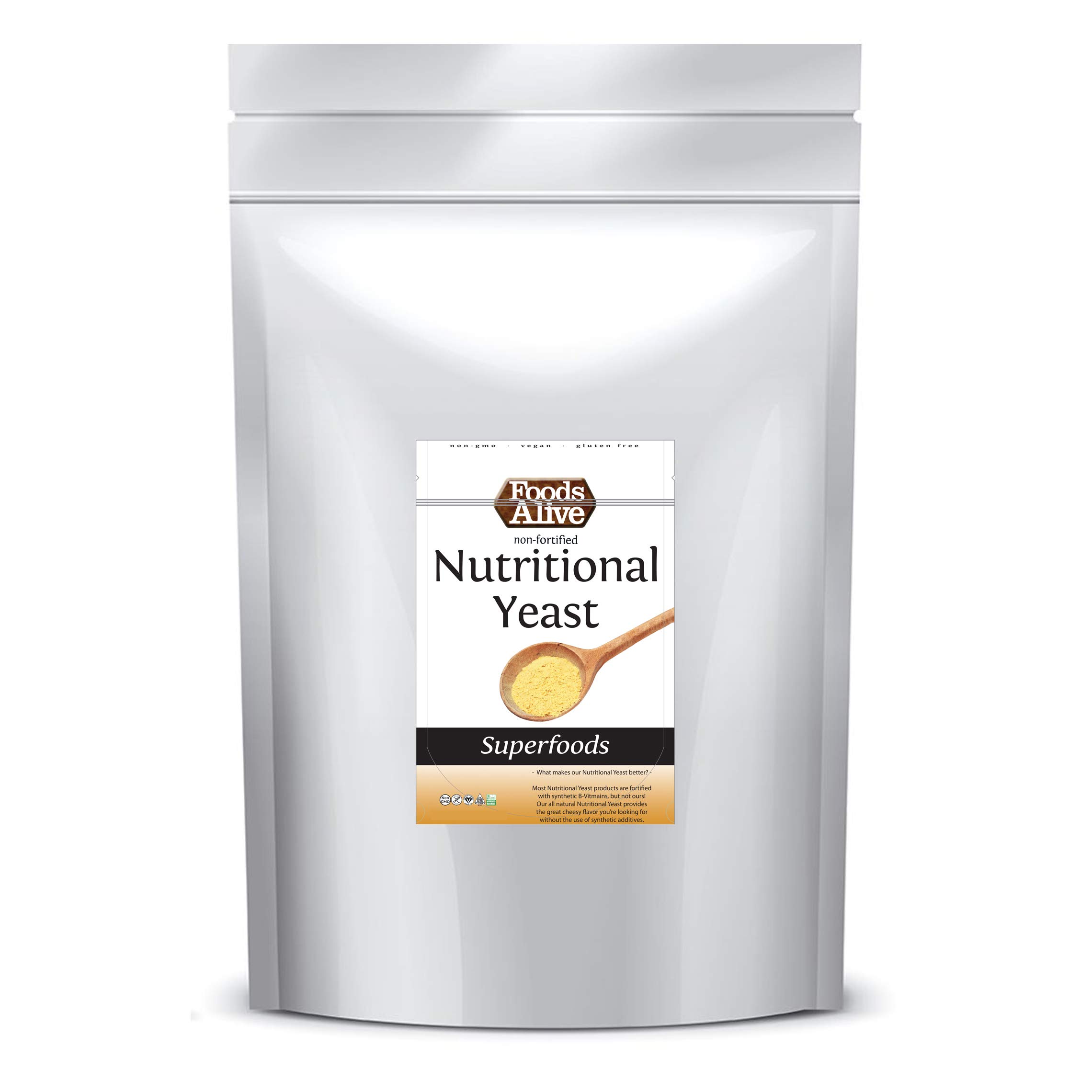 Foods Alive Nutritional Yeast Flakes | Non-Fortified, Plant Based Protein, Vegan Cheese Powder Subst