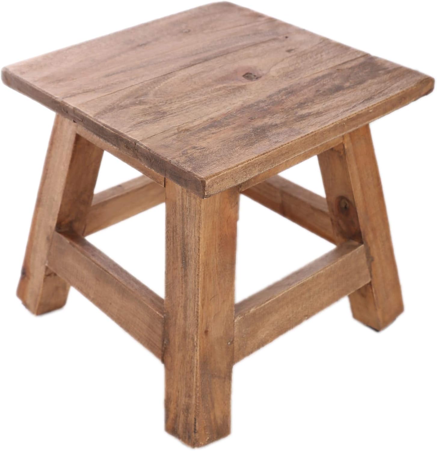 TentHome Rustikaler Pflanzenhocker - Weißer Holzhocker Shabby Chic