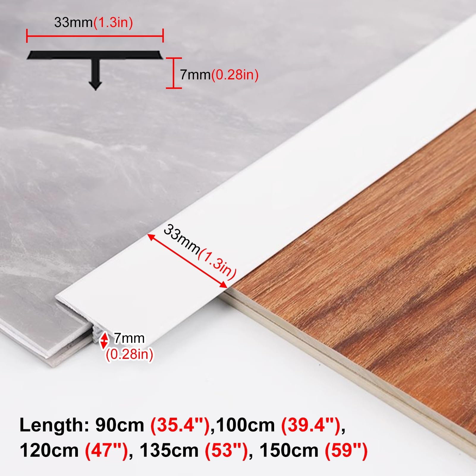 Tiras de unión madera con baldosas, barra umbral for puertas(120cm (47"))