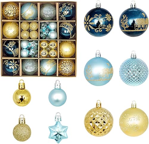 Miniatura 1 de 44 adornos de bolas de Navidad, adornos de Navidad de plástico inastillables con lentejuelas para colgar, bolas decorativas para árbol de Navidad