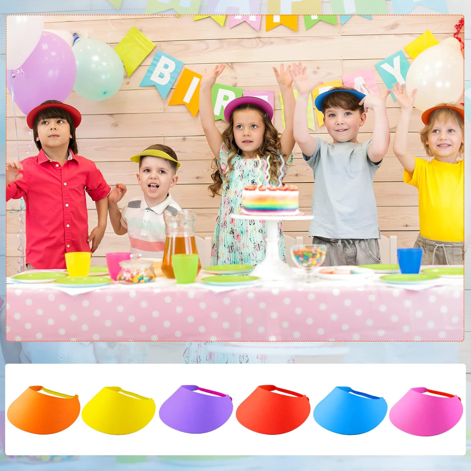 Hercicy 24 Pcs Foam Visor Sun Protection Hat Sun Visor Hat 6 Colors for Golf Tennis Beach Kids' Arts Crafts