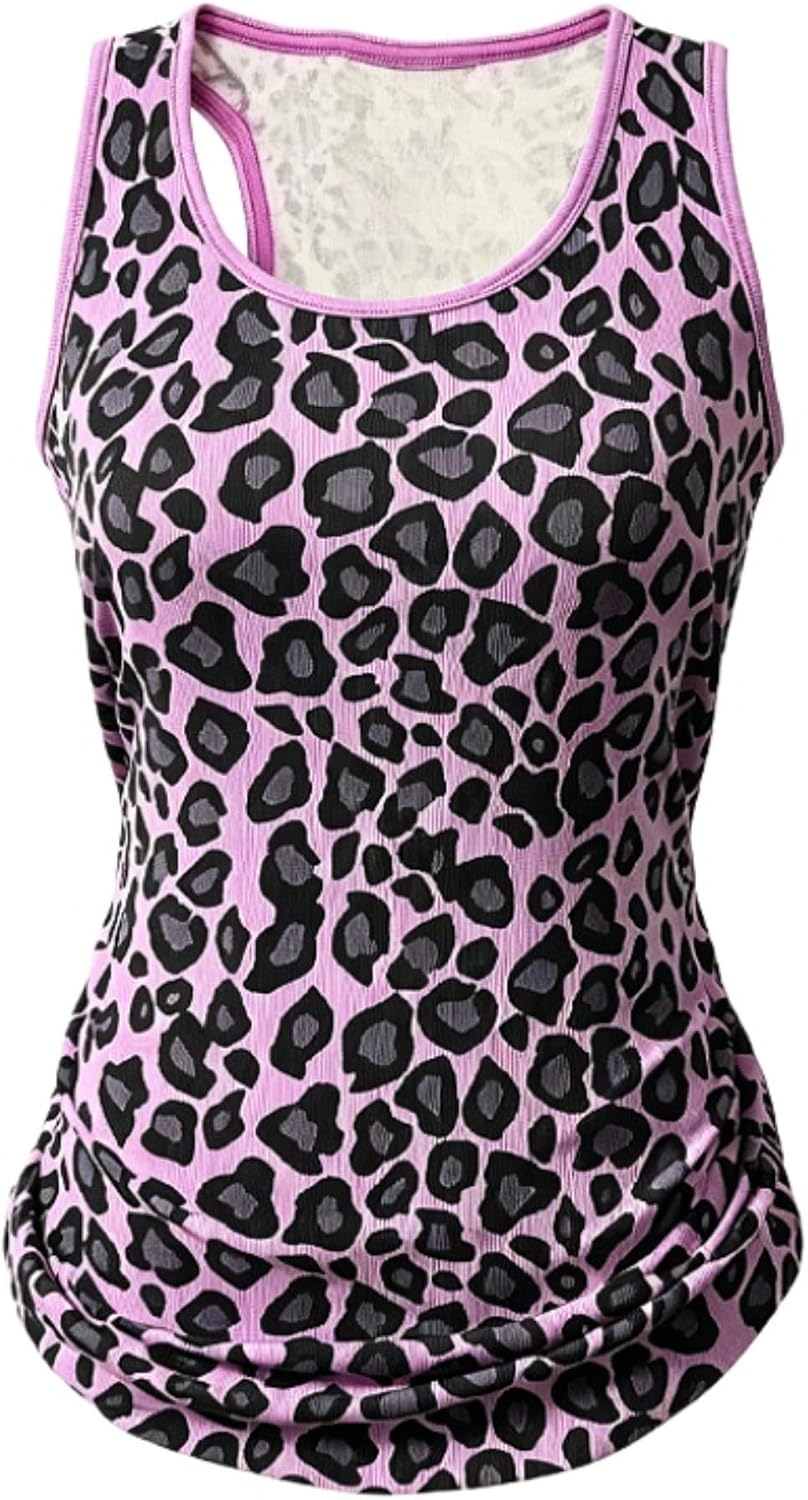 Striped Tank Top Y2k 2000s Leopard Emo Grunge Mcbling Spaghetti Strap Tops Teen Girls Women Cheetah Cami