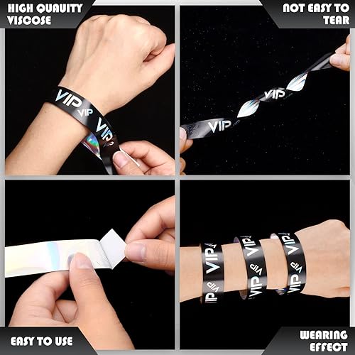 Miniatura 4 de Teling Paquete de 500 pulseras de plástico VIP para fiestas para eventos, pulseras personalizadas VIP, pulseras de plástico a prueba de desgarros,