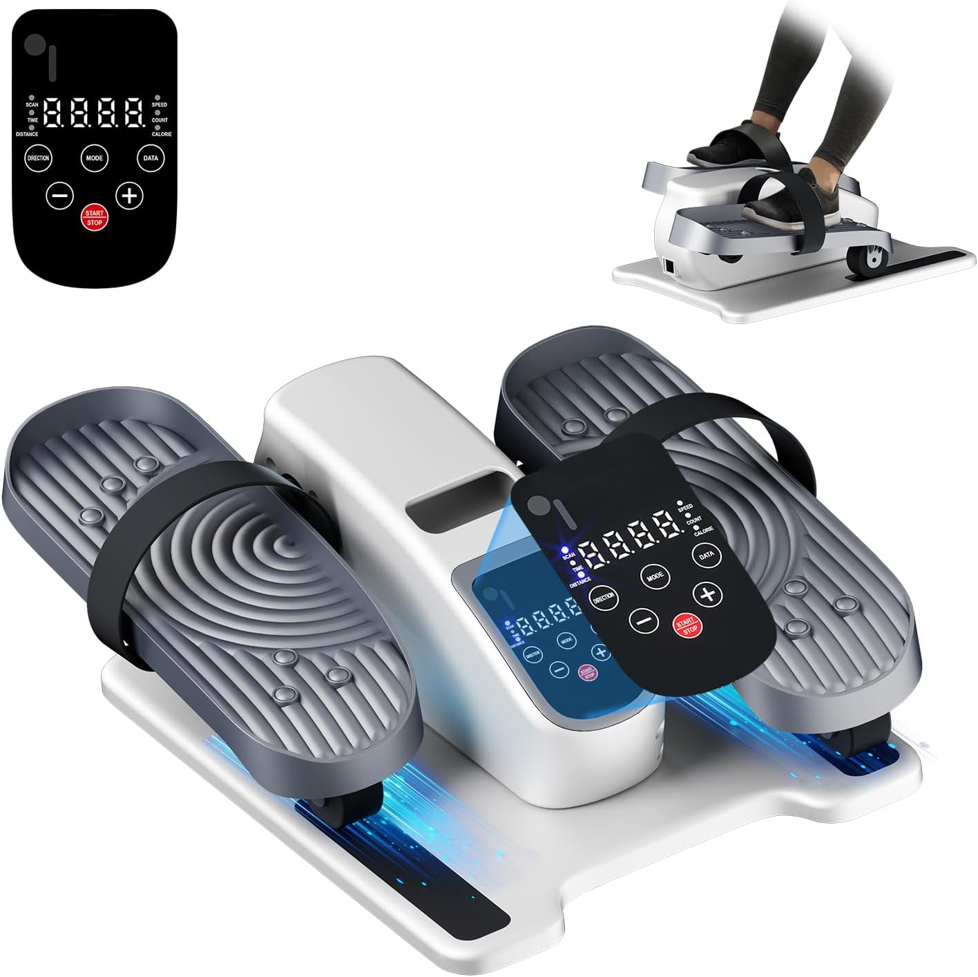TODO Under Desk Elliptical Machine, Fully Assembled Electric Pedal Exerciser with Remote,12-Level Speeds & 12 Modes, Forward & Reverse Quiet Elliptical Exercise Machine