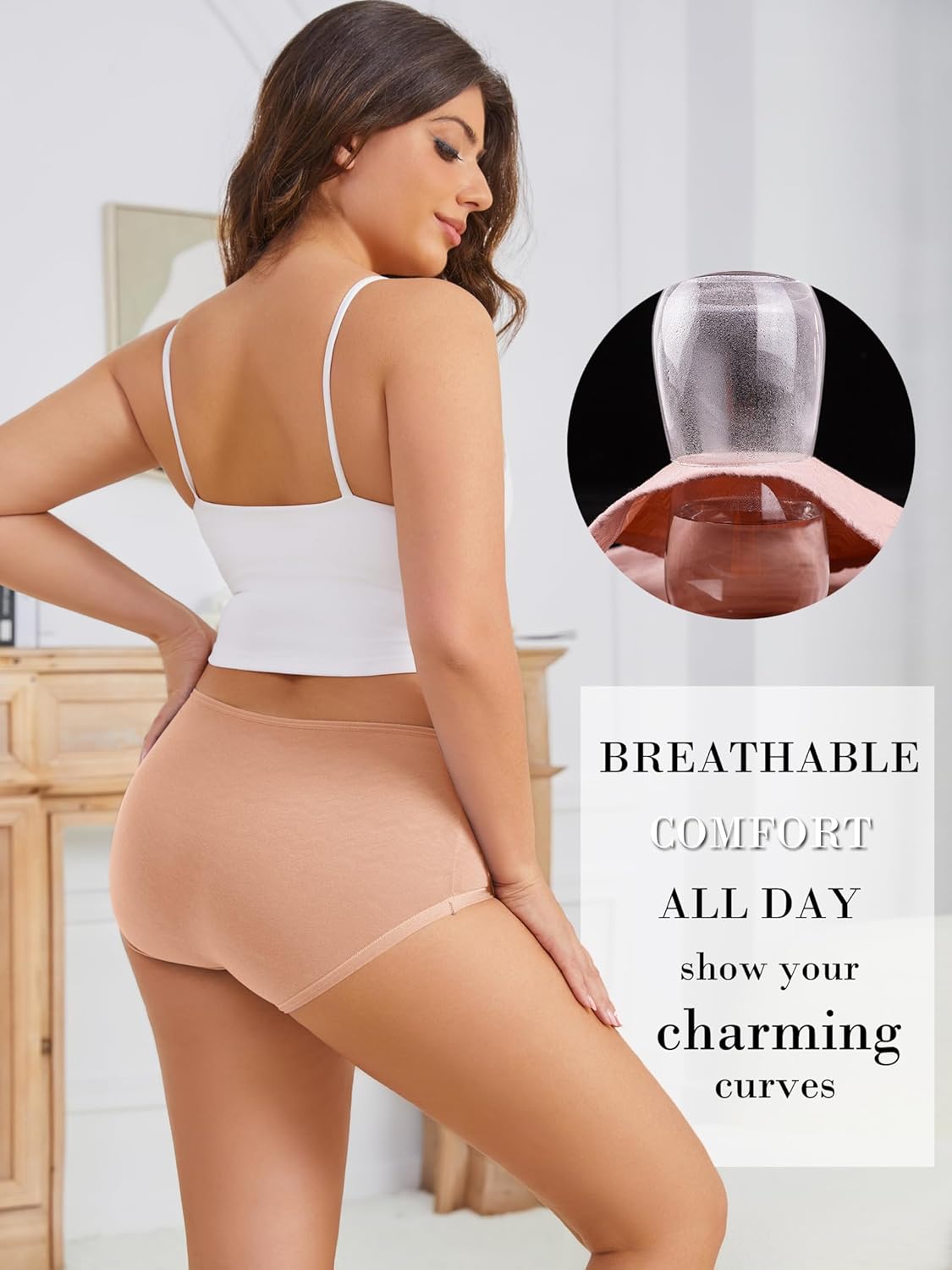 Buankoxy Women Cotton High Waist Panties Stretch Hipster Brief Underwear for Women 5 Pack - Image 4