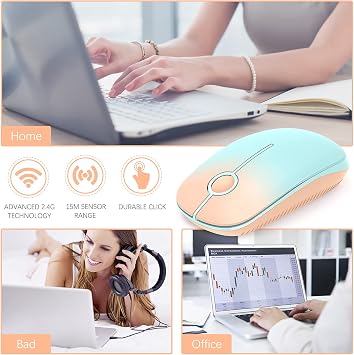 VssoPlor Wireless Mouse، 2.4G Slim Portable Computer Mice with Nano Receiver for Notebook، PC، Laptop، Computer