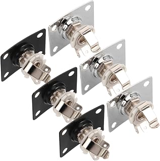 EPIGEIST 6 Piezas Placas de Salida para Guitarra Eléctrica Dual Color Negro y Plata para Conector de Audio Estable Accesorios de Repuesto