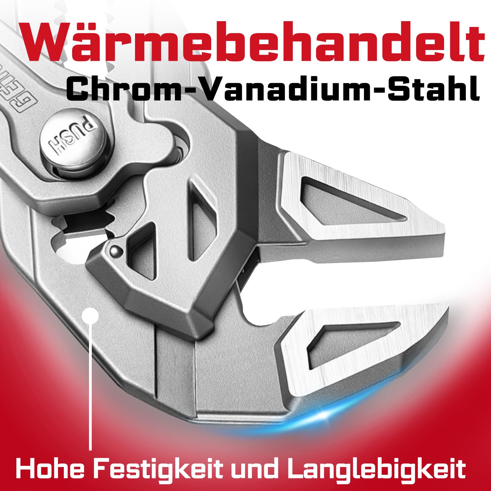 GEINXURN Szczypce 180 mm, 180 mm, 4 szt., gładkie szczypce szczękowe V z 15-pozycyjną blokadą zatrzaskową, zestaw szczypiec do hydrauliky, naprawy domu i złączek rurowych