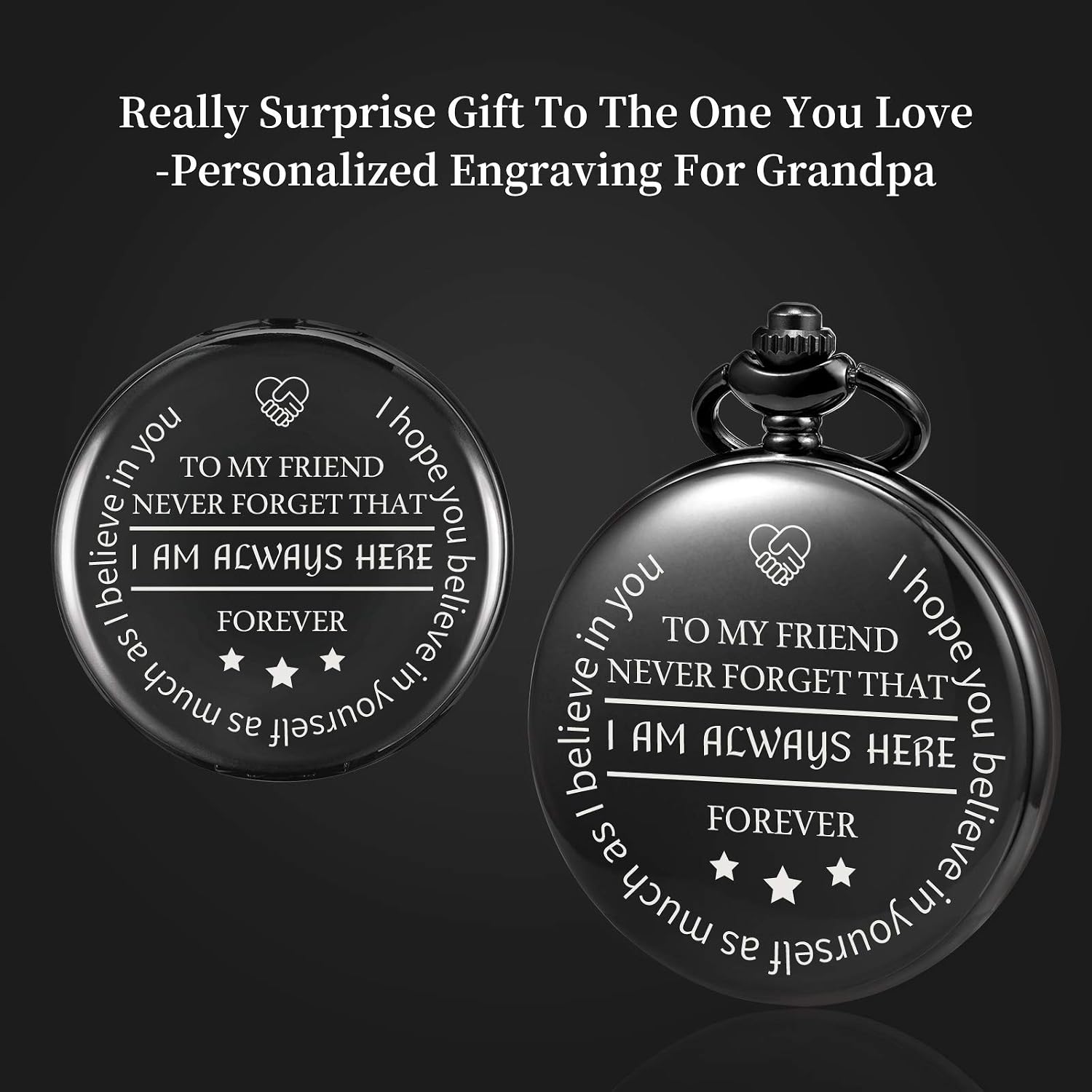TREEWETO to My Friend Engraved Pocket Watch with Chain Custom Gift for Best Friend Men Women Birthday Wedding Graduation Christmas
