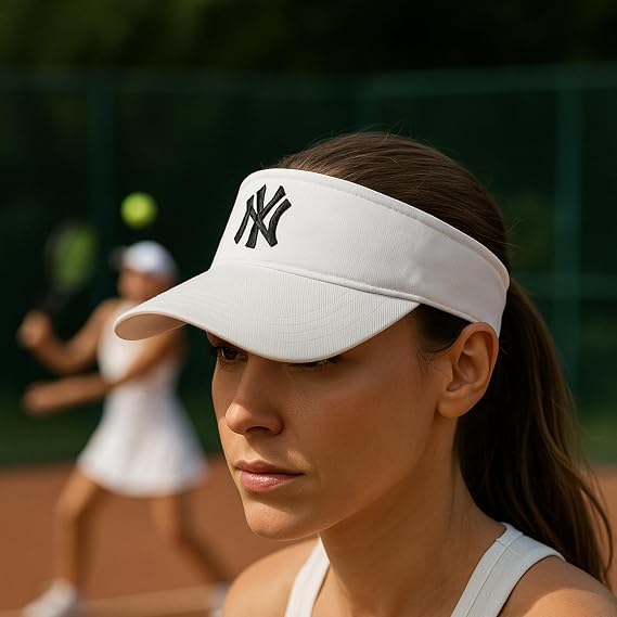 Viewfinder Hat Adjustable Cotton Tennis Golf Sports Hat Unisex WHITE with NY Logo