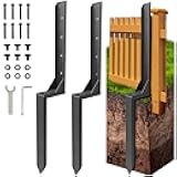 Fence Post Repair Kit, Thickened Heavy Duty Fence Post Anchor Stakes for Repair Tilted, Broken Wood Posts Support (Black, 2 Pack)