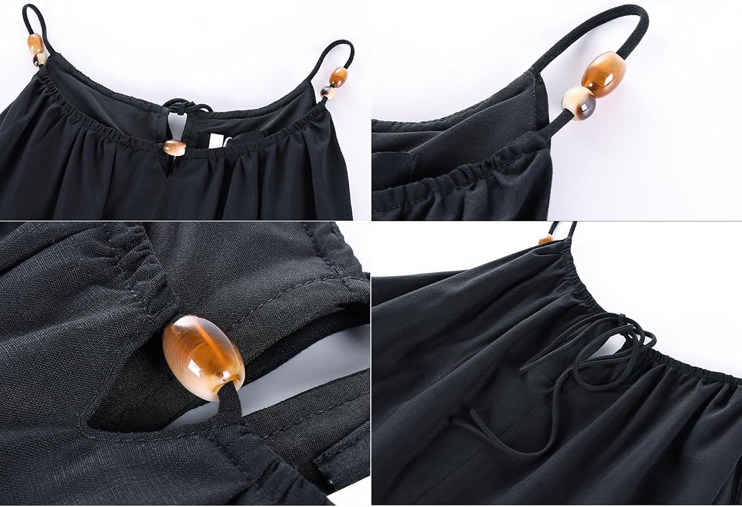 Women's Spaghetti Strap Tank Tops Trendy 2026 Solid Color Sleeveless Casual Tie Back Summer Tops