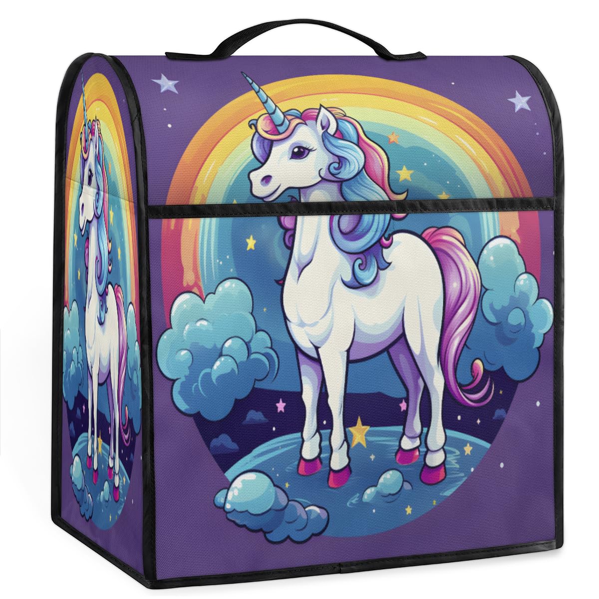 Coffee Maker Cover Rainbow Unicorn Kitchen Appliance Covers Small Appliance Covers Blender Cover Juicer Cover Dust Covers for Kitchen Appliances with Top Handle and Pockets,Washable,B308