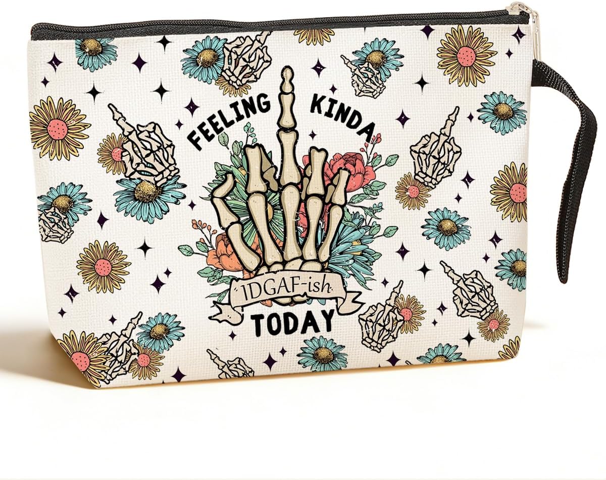 Jztco Skeleton Funny Makeup Bag, Humor Sarcastic Toiletry Bag