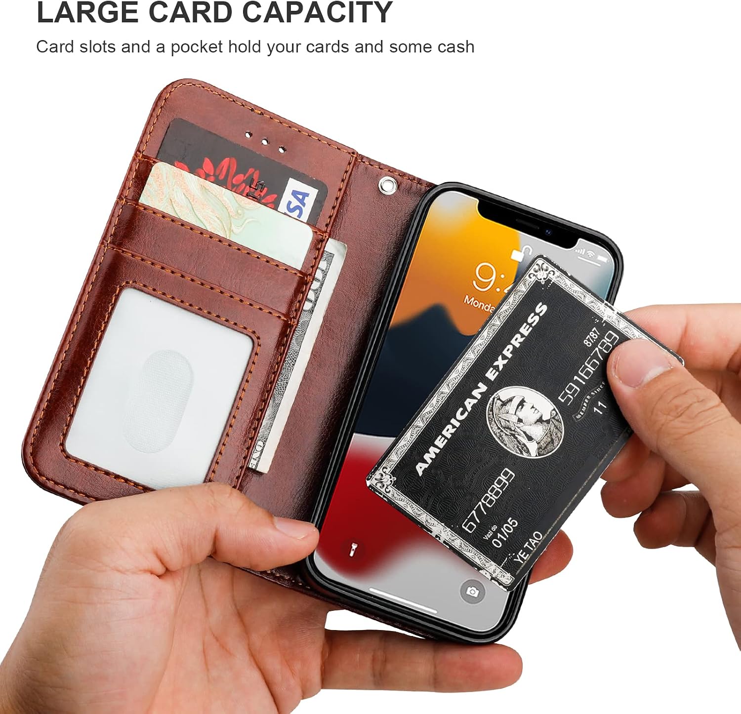 Bocasal Detachable Wallet Case for iPhone 13 Mini RFID Blocking Card Slots Holder Premium PU Leather Magnetic Kickstand Shockproof Wrist Strap Removable Flip Protective Cover 5G 5.4 inch (Brown)