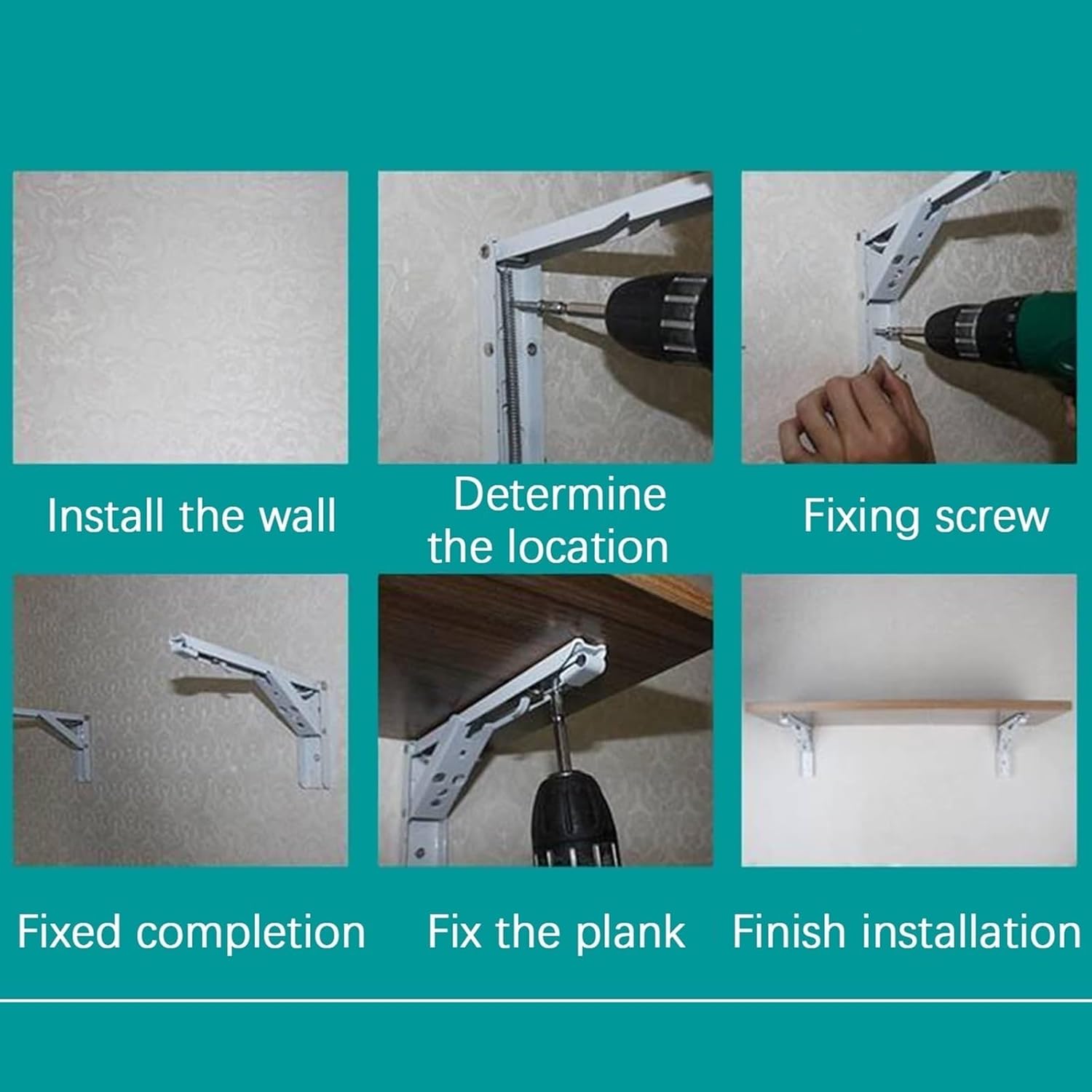 Mounted Table Drop Leaf Workbench Floating Desk Hanging Small Dining Home Office Bar (Color) (Red 50x40cm/20x16in)