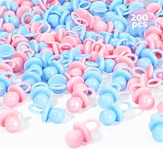 200 Mini Pacifiers Baby Shower Game Boy, 0.86’’ Plastic Pacifiers Baby Shower Game, Bulk Baby Shower Pacifiers for Gender Reveal Baby Shower Decoration DIY, Table Scatter(Blue&Pink)
