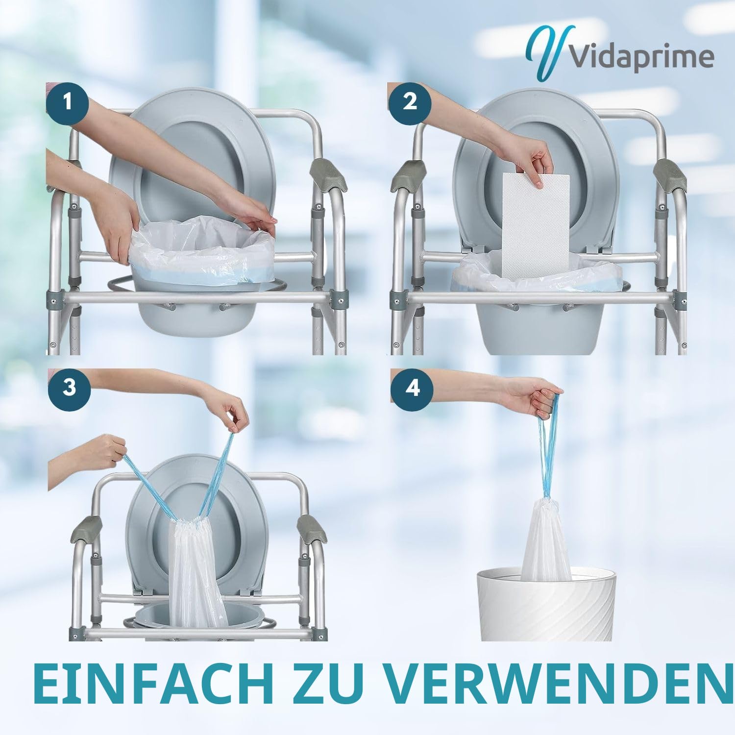 PACK x50 Toiletteneinlagen - DESCHBARE TOILETTENBEUTEL - Hygienische WC-Beutel - Einweg Orinal-Beutel mit SAUGFÄHIGEN Polstern, 50 STÜCK. Ideal für Toiletteneinlagen für Toilettenstuhl