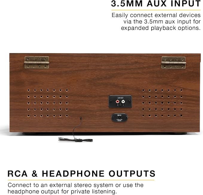 Victrola The Empire Mid-Century 6-in-1 Turntable & Multimedia Center con Parlantes Integrados miniatura 8
