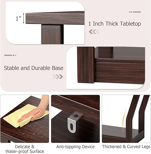 Miniatura 10 de Fireflowery - Mesa de entrada de 47 pulgadas con almacenamiento, mesa de pasillo de 3 niveles, muebles de sala de estar, mesa de sofá estrecha