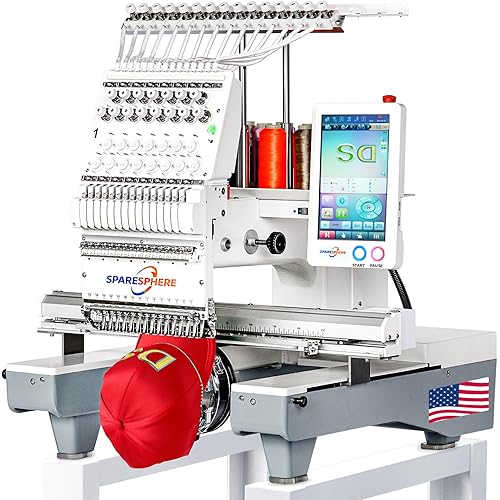 SS-1501 Commercial 15 Needles Embroidery Machine with Touch Screen, 14"x20" Embroidery Area, 1200SPM Max Speed, Wifi Available, Embroidering for 3D Caps, Flat, T-Shirts, Bags and more.